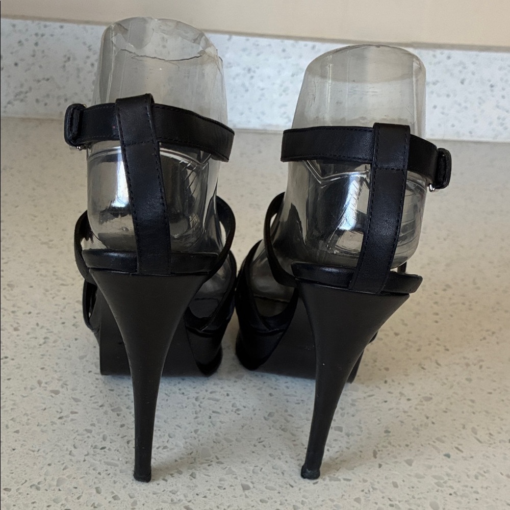 Yves Saint Laurent Elegant Black Strappy Heels - Picture 5 of 12